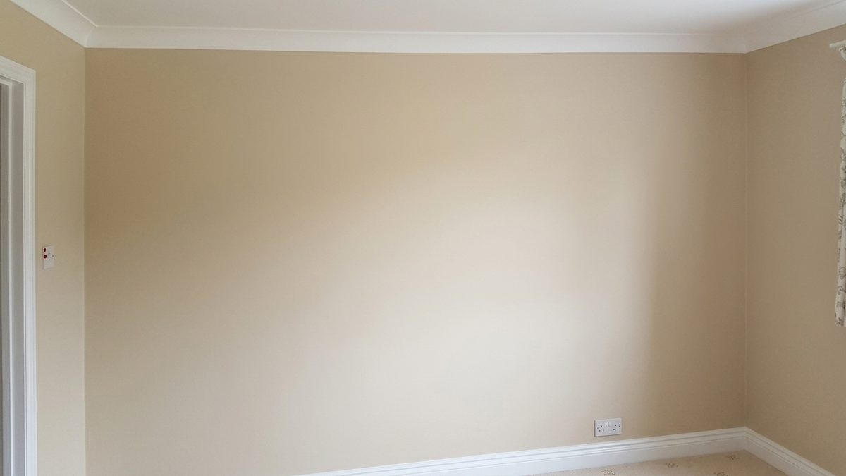Bedroom repaint, warm neutral walls and ceiling
